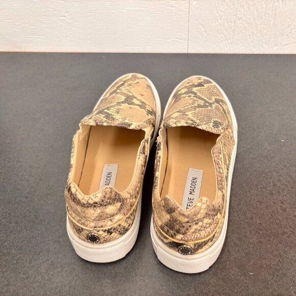 Steve Madden Gills Natural Faux Snake Slip-On Sneakers Women's Loafers Size 7.5 - Picture 7 of 10